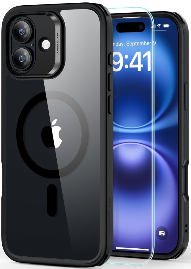 Θήκη & Αντιχαρακτικό Γυαλί Προστασίας Apple iPhone 16 - ESR Classic Hybrid HaloLock Σετ Ανθεκτική με MagSafe & Tempered Glass Οθόνης - Clear / Black