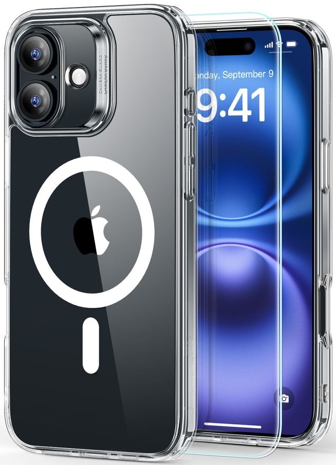 Θήκη & Αντιχαρακτικό Γυαλί Προστασίας Apple iPhone 16 - ESR Classic Hybrid HaloLock Σετ Ανθεκτική με MagSafe & Tempered Glass Οθόνης - Clear