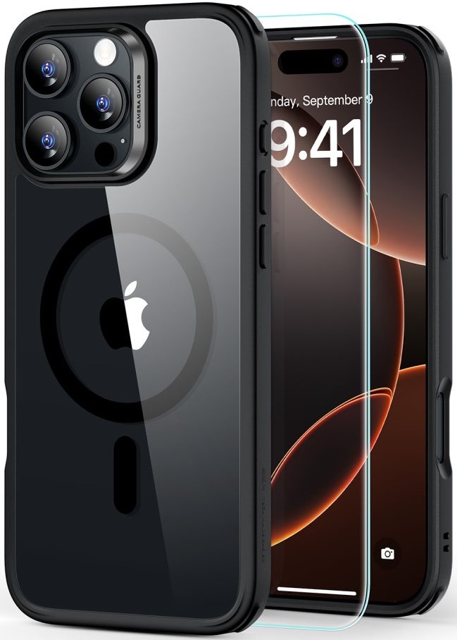 Θήκη & Αντιχαρακτικό Γυαλί Προστασίας Apple iPhone 16 Pro - ESR Classic Hybrid HaloLock Σετ Ανθεκτική με MagSafe & Tempered Glass Οθόνης - Clear / Black