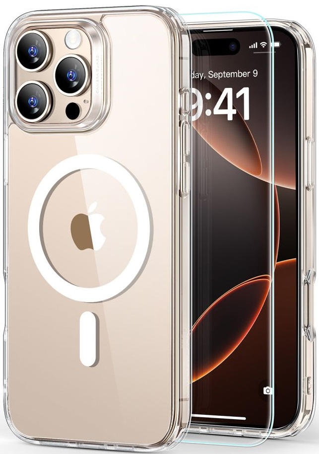 Θήκη & Αντιχαρακτικό Γυαλί Προστασίας Apple iPhone 16 Pro Max - ESR Classic Hybrid HaloLock Σετ Ανθεκτική με MagSafe & Tempered Glass Οθόνης - Clear