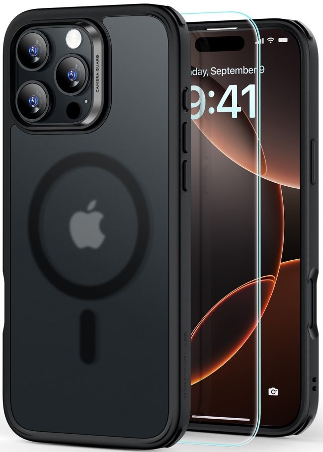 Θήκη & Αντιχαρακτικό Γυαλί Προστασίας Apple iPhone 16 Pro Max - ESR Classic Hybrid HaloLock Σετ Ανθεκτική με MagSafe & Tempered Glass Οθόνης - Frosted Black