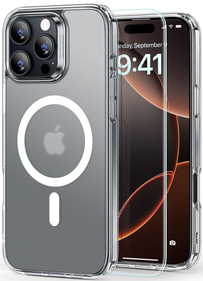 Θήκη & Αντιχαρακτικό Γυαλί Προστασίας Apple iPhone 16 Pro Max - ESR Classic Hybrid HaloLock Σετ Ανθεκτική με MagSafe & Tempered Glass Οθόνης - Frosted Clear