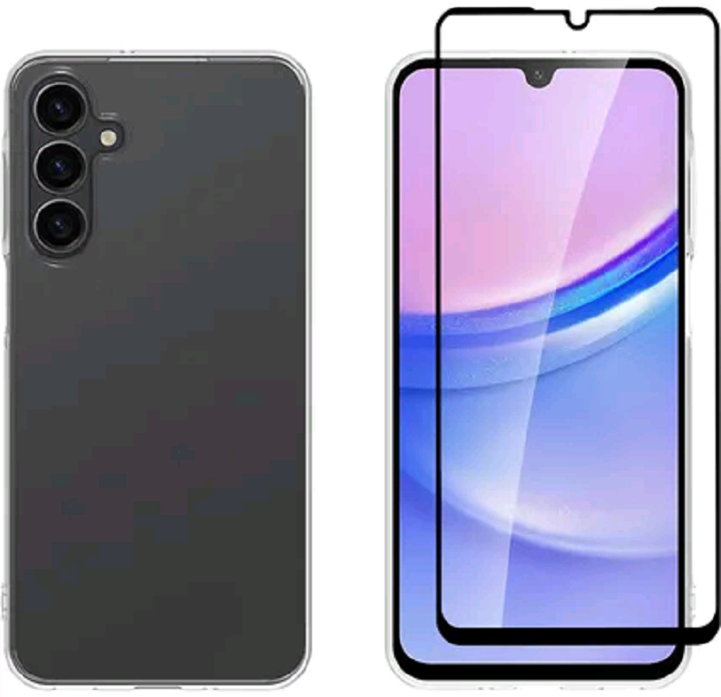 Θήκη & Αντιχαρακτικό Γυαλί Προστασίας Samsung Galaxy A16 - Vivid Set Gelly Case Σετ Διάφανη Σιλικόνης & FullFace Tempered Glass Οθόνης - Transparent / Black