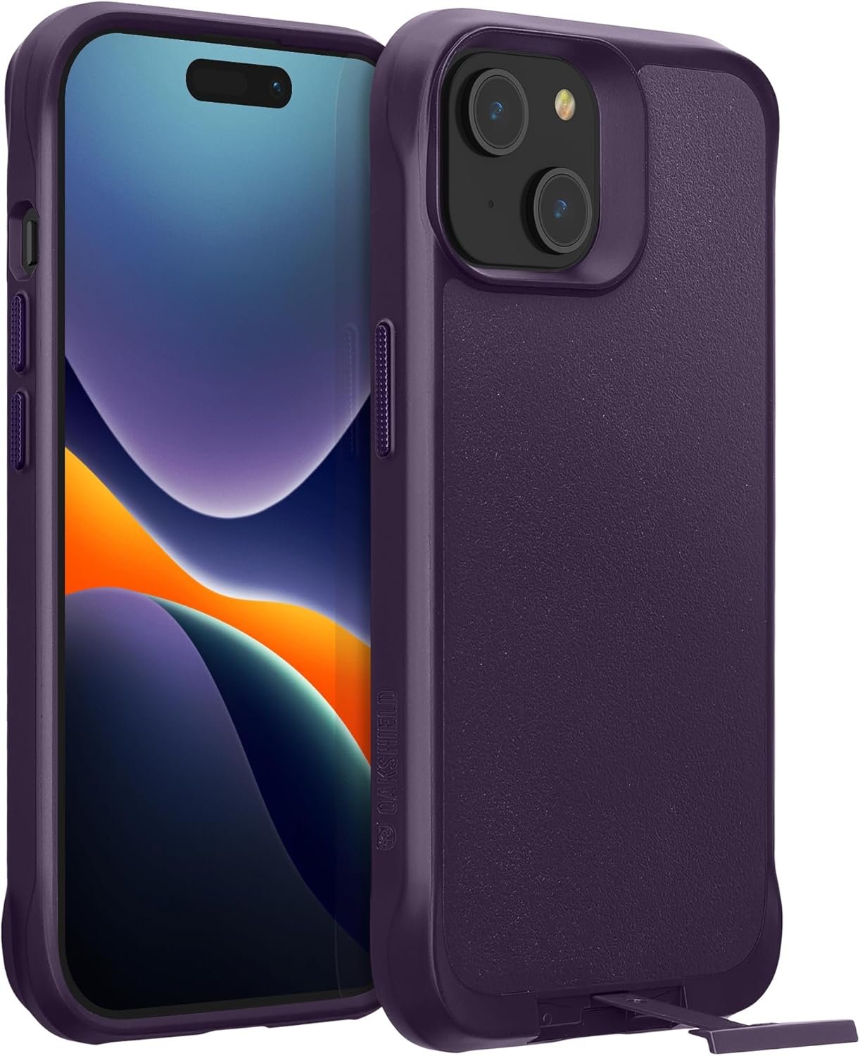 Θήκη & Tempered Glass iPhone 15 Oakshield 2 in 1 Σκληρή με KickStand & Αντιχαρακτικό Γυαλί Προστασίας Οθόνης Violet / Clear
