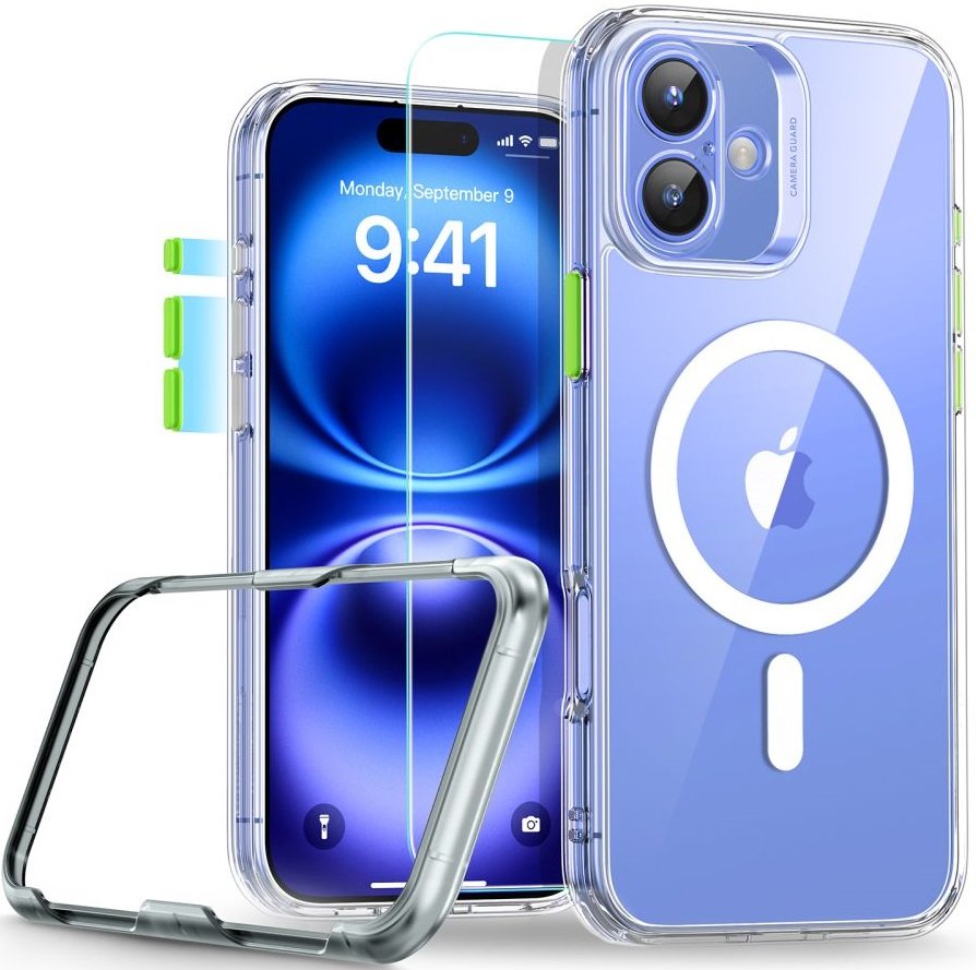 Θήκη & Tempered Glass iPhone 16 ESR Classic Pro Set Ανθεκτική με MagSafe / Εναλλάξιμα Κουμπιά & Αντιχαρακτικό Γυαλί Προστασίας Οθόνης Clear