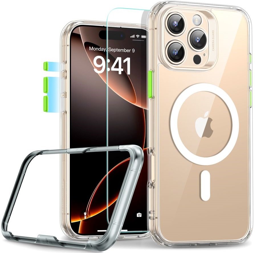 Θήκη & Tempered Glass iPhone 16 Pro ESR Classic Pro Set Ανθεκτική με MagSafe / Εναλλάξιμα Κουμπιά & Αντιχαρακτικό Γυαλί Προστασίας Οθόνης Clear