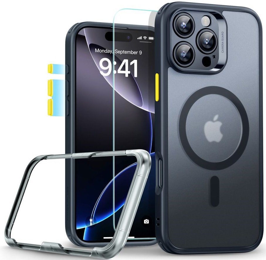 Θήκη & Tempered Glass iPhone 16 Pro ESR Classic Pro Set Ανθεκτική με MagSafe / Εναλλάξιμα Κουμπιά & Αντιχαρακτικό Γυαλί Προστασίας Οθόνης Frosted Black