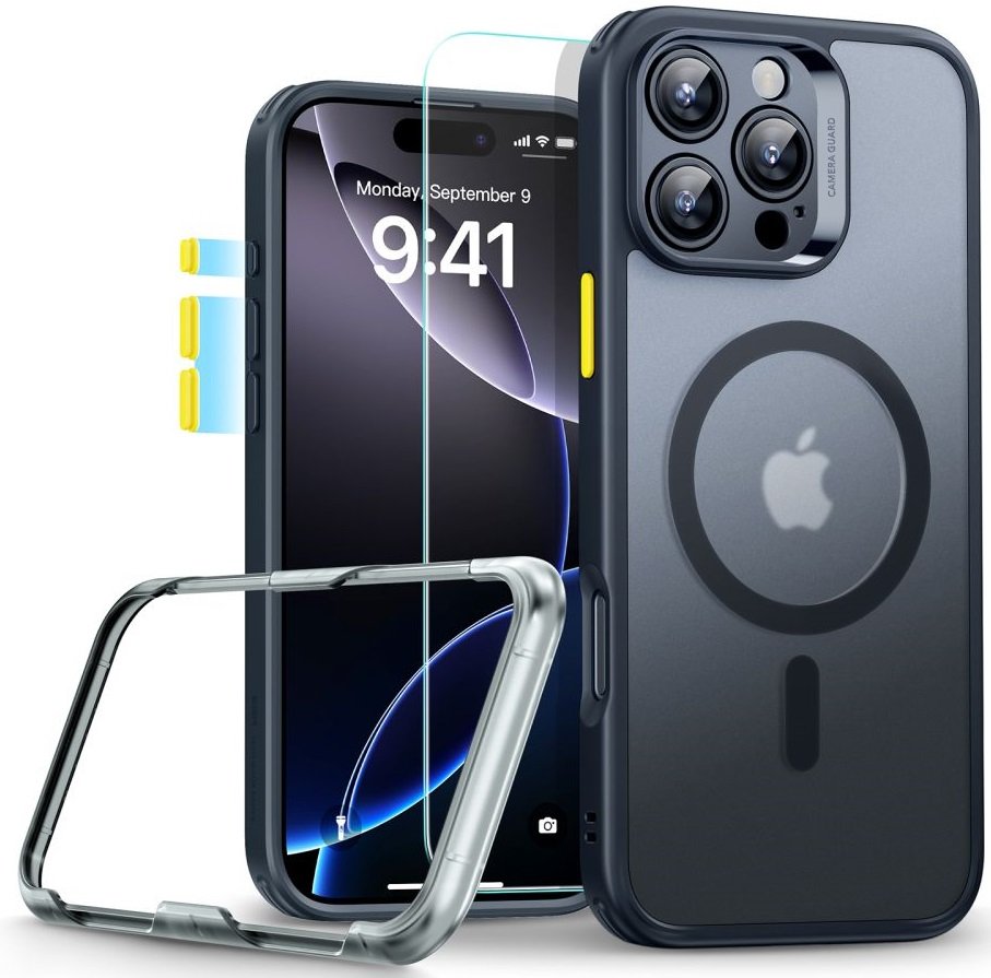 Θήκη & Tempered Glass iPhone 16 Pro Max ESR Classic Pro Set Ανθεκτική με MagSafe / Εναλλάξιμα Κουμπιά & Αντιχαρακτικό Γυαλί Προστασίας Οθόνης Frosted Black