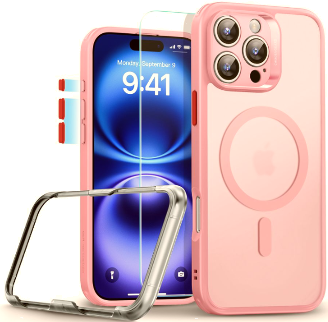 Θήκη & Tempered Glass iPhone 16 Pro Max ESR Classic Pro Set Ανθεκτική με MagSafe / Εναλλάξιμα Κουμπιά & Αντιχαρακτικό Γυαλί Προστασίας Οθόνης Frosted Pink