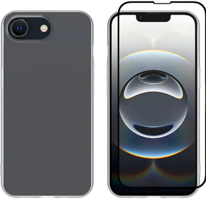 Θήκη & Tempered Glass iPhone 16e Vivid Set Gelly Case Σετ Διάφανη Σιλικόνης & Full Face Αντιχαρακτικό Γυαλί Προστασίας Οθόνης Transparent / Black