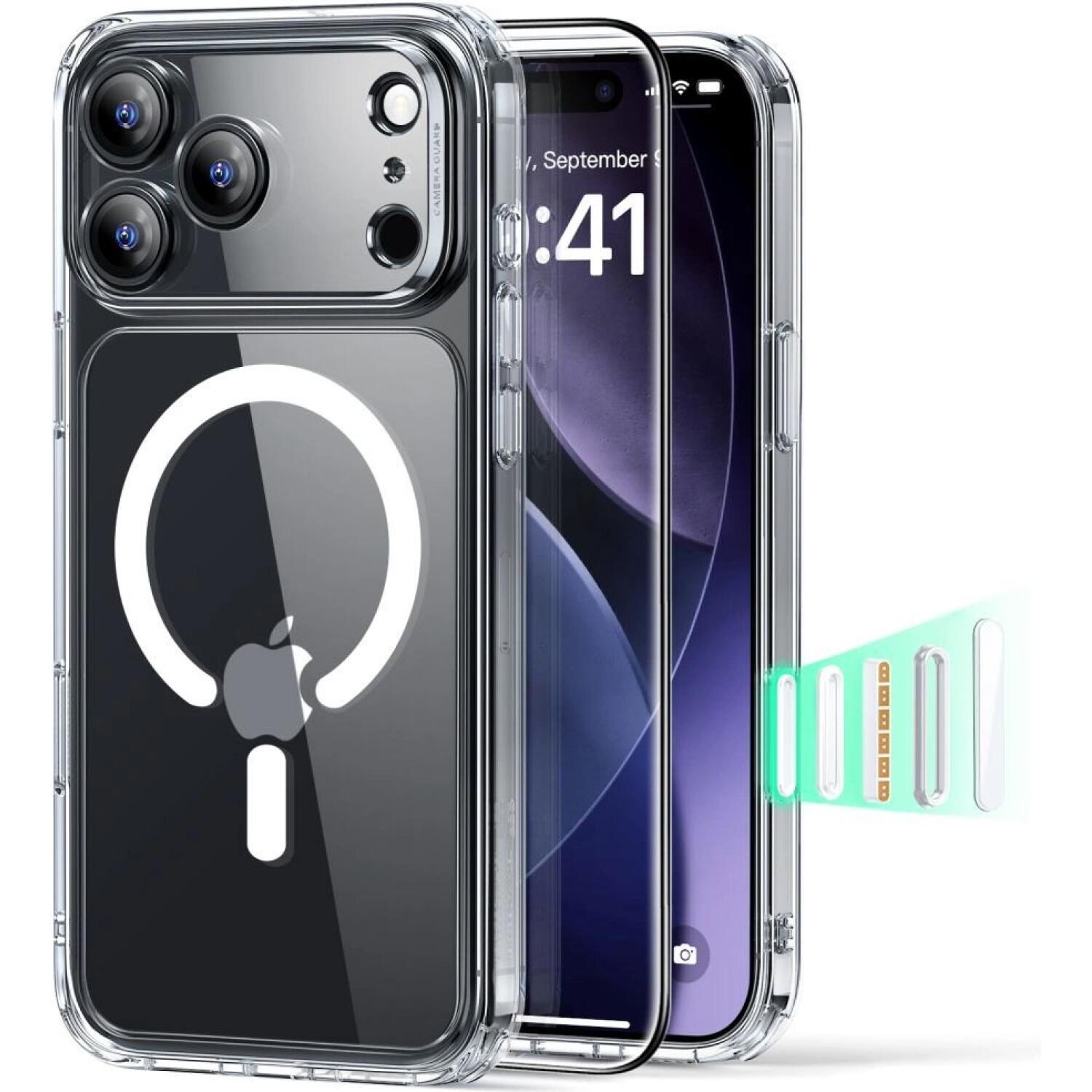Θήκη & Tempered Glass iPhone 17 Pro Max ESR Classic Hybrid Magnetic Set Ανθεκτική με MagSafe & Full Face Αντιχαρακτικό Γυαλί Προστασίας Οθόνης Clear