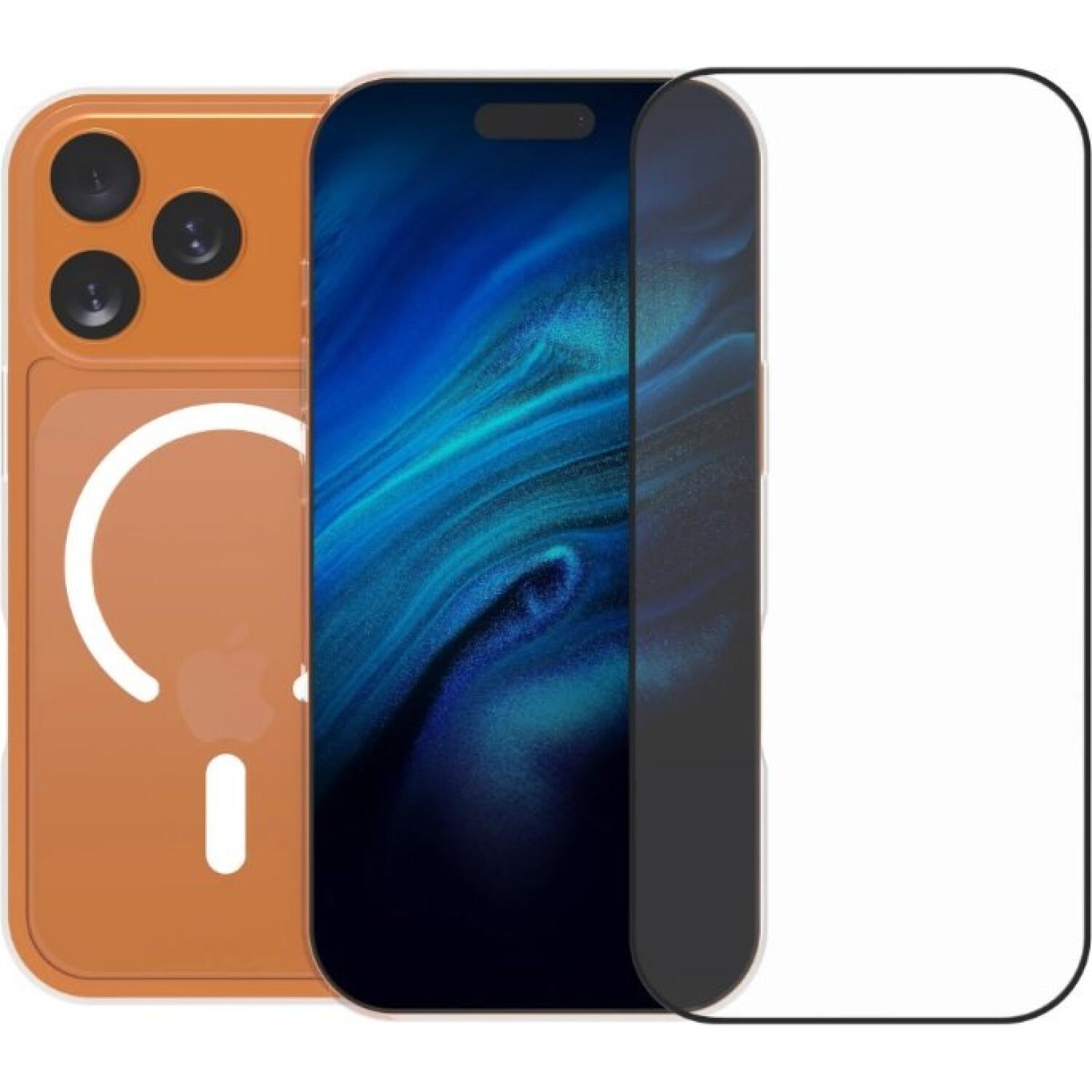 Θήκη & Tempered Glass iPhone 17 Pro Max Vivid Set MagSafe Hybrid Case Σετ Διάφανη Σκληρή με MagSafe & Full Face Αντιχαρακτικό Γυαλί Προστασίας Οθόνης Transparent / Black