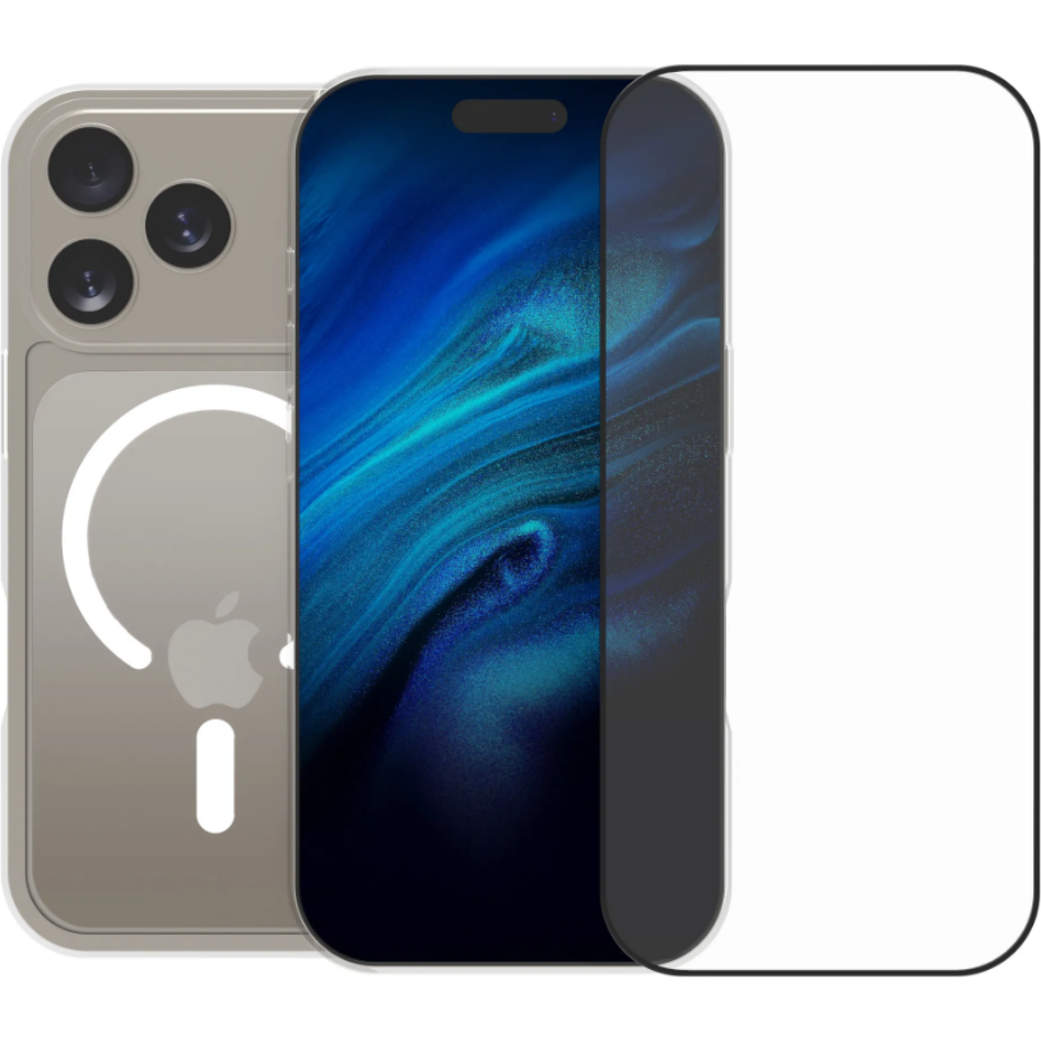 Θήκη & Tempered Glass iPhone 17 Pro Vivid Set MagSafe Hybrid Case Σετ Σκληρή Διάφανη με MagSafe & Full Face Αντιχαρακτικό Γυαλί Προστασίας Οθόνης Transparent / Black