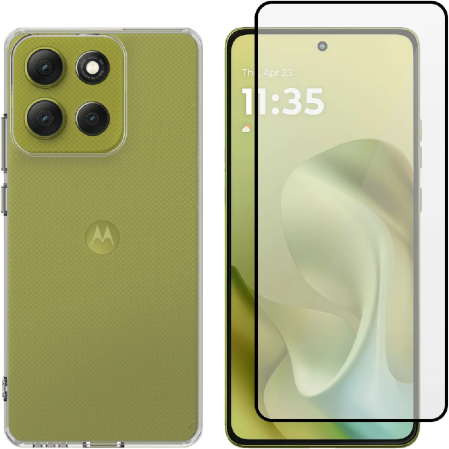 Θήκη & Tempered Glass Motorola Moto G86 Vivid Set TPU Clear Case Σετ Διάφανη Σιλικόνης & Full Face Αντιχαρακτικό Γυαλί Προστασίας Οθόνης Transparent / Black