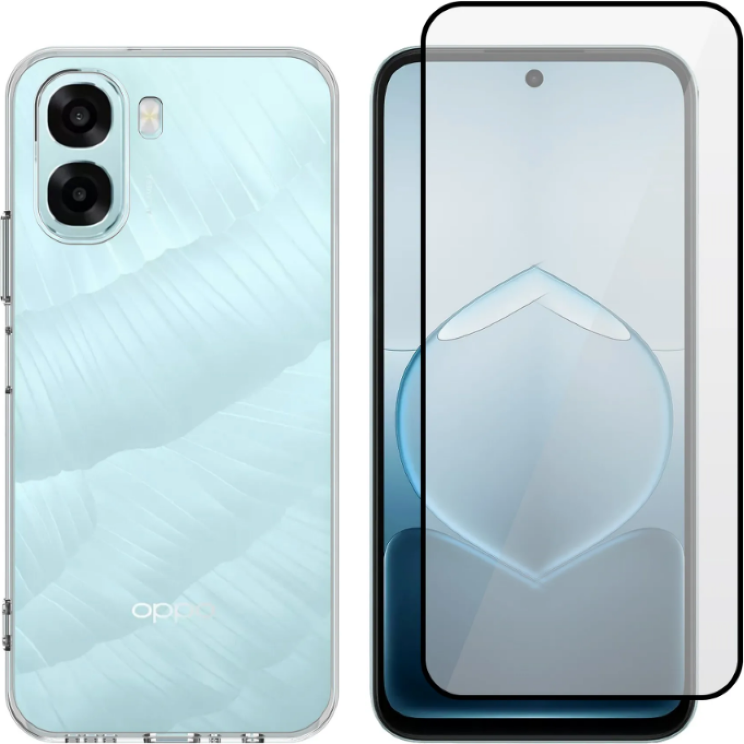 Θήκη & Tempered Glass Oppo A6x 5G Vivid Set TPU Clear Case Σετ Διάφανη Σιλικόνης & Full Face Αντιχαρακτικό Γυαλί Προστασίας Οθόνης Transparent / Black