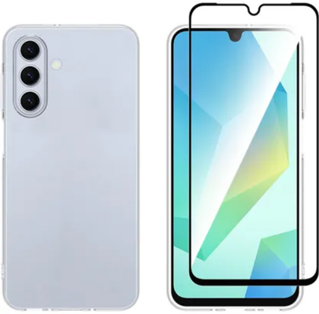 Θήκη & Tempered Glass Samsung Galaxy A26 Vivid Set Gelly Case Σετ Διάφανη Σιλικόνης & Full Face Αντιχαρακτικό Γυαλί Προστασίας Οθόνης Transparent / Black