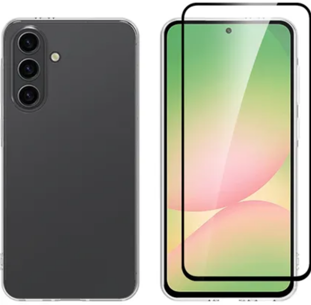 Θήκη & Tempered Glass Samsung Galaxy A56 Vivid Set Gelly Case Σετ Διάφανη Σιλικόνης & Full Face Αντιχαρακτικό Γυαλί Προστασίας Οθόνης Transparent / Black