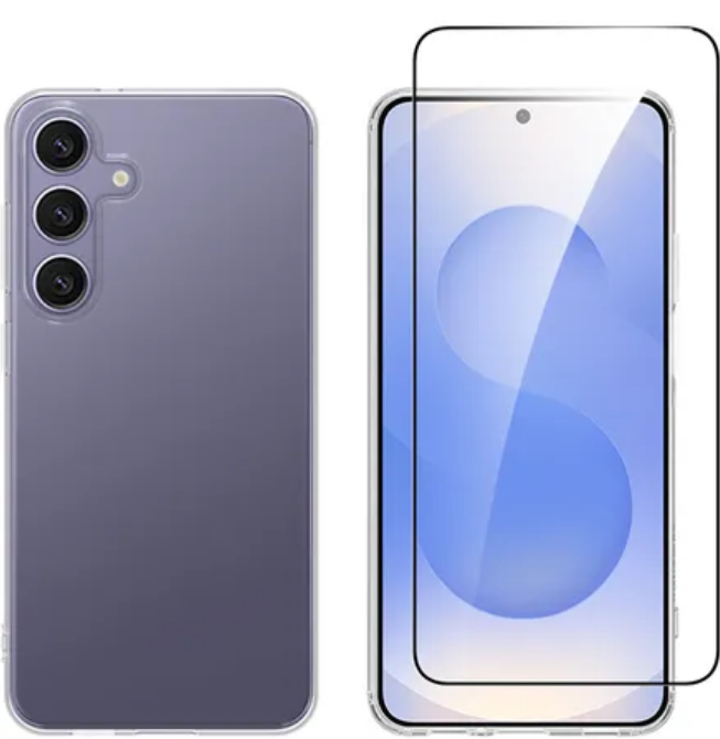 Θήκη & Tempered Glass Samsung Galaxy S25 Plus Vivid Set Gelly Case Σετ Διάφανη Σιλικόνης & FullFace Αντιχαρακτικό Γυαλί Προστασίας Οθόνης Transparent / Black 