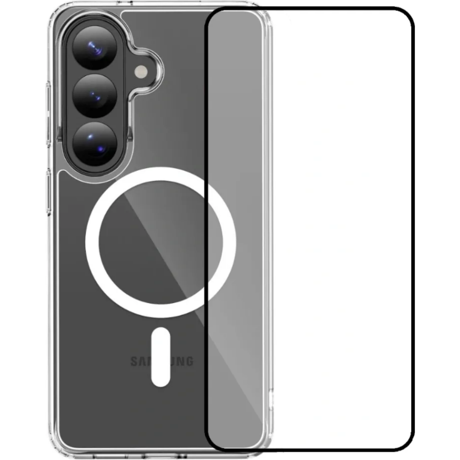 Θήκη & Tempered Glass Samsung Galaxy S26 Plus Vivid Set MagSafe Acrylic Case Σετ Διάφανη Σκληρή με MagSafe & Full Face Αντιχαρακτικό Γυαλί Προστασίας Οθόνης - Transparent / Black (Vivid-Mag-TG.FF 1-26010002)