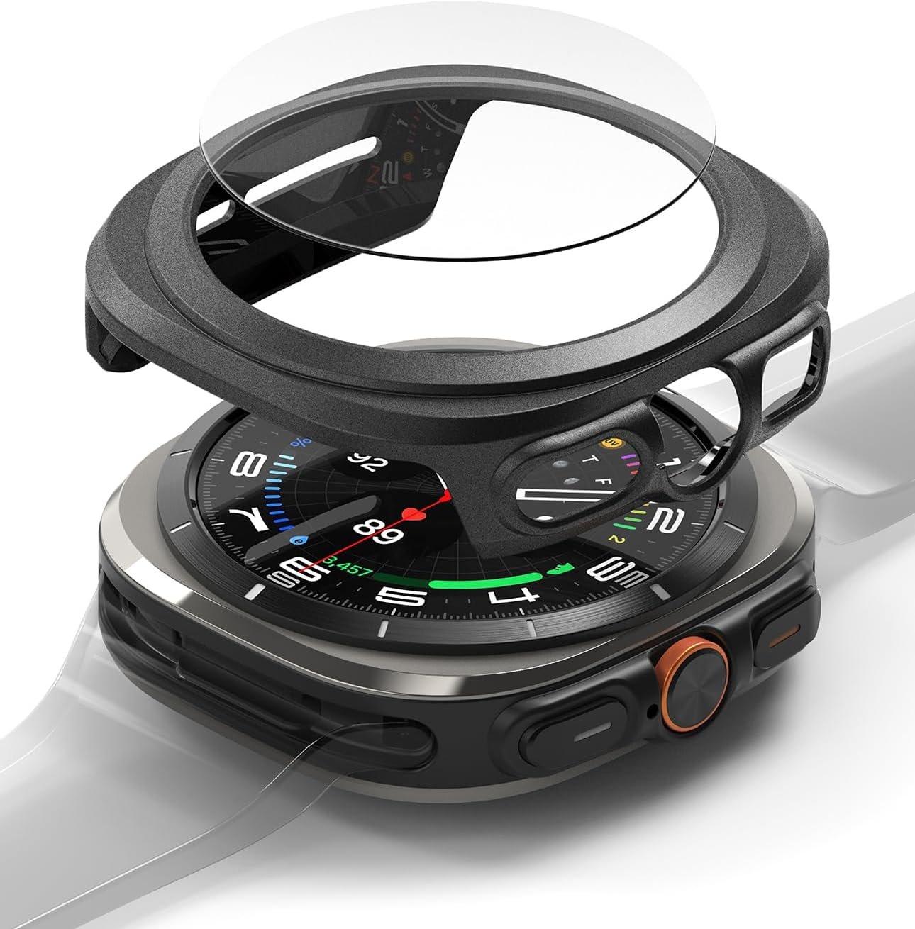 Θήκη & Tempered Glass Samsung Galaxy Watch Ultra 2025 / 2024 47mm Ringke Combo Pack Σκληρή & Αντιχαρακτικό Γυαλί Προστασίας Οθόνης Titanium Black