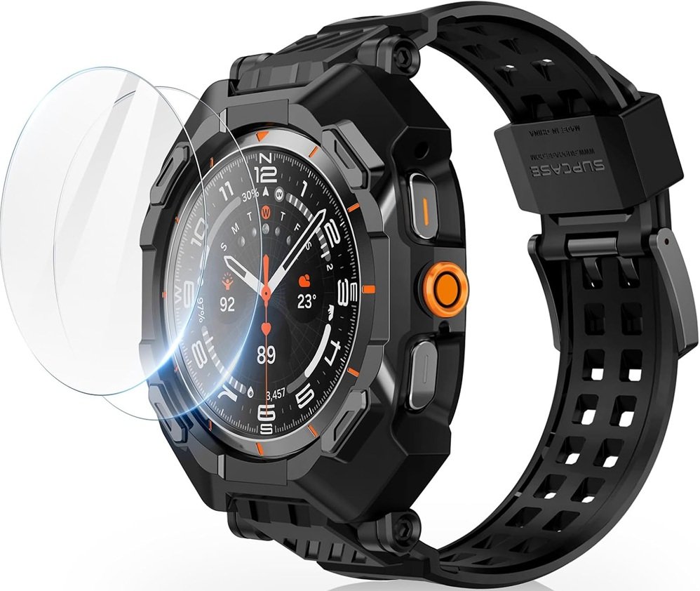 Θήκη & Tempered Glass Samsung Galaxy Watch Ultra 2025 / 2024 47mm Supcase Unicorn Beetle Pro Ανθεκτική Unibody με 2 x Αντιχαρακτικά Γυαλία Προστασίας Black