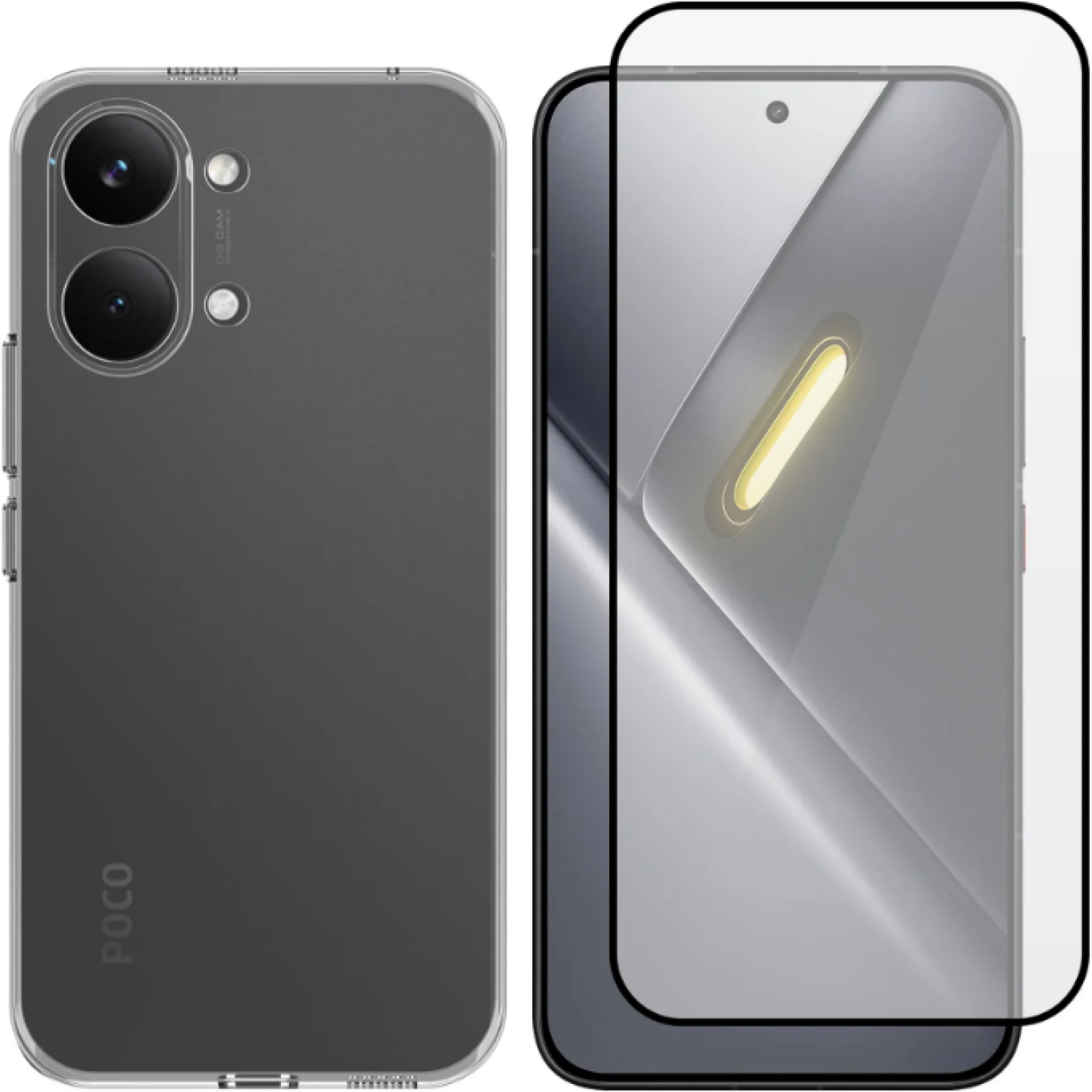Θήκη & Tempered Glass Xiaomi Poco X8 Pro Max Vivid Set TPU Case Σετ Διάφανη Σιλικόνης & Full Face Αντιχαρακτικό Γυαλί Προστασίας Οθόνης Transparent / Black