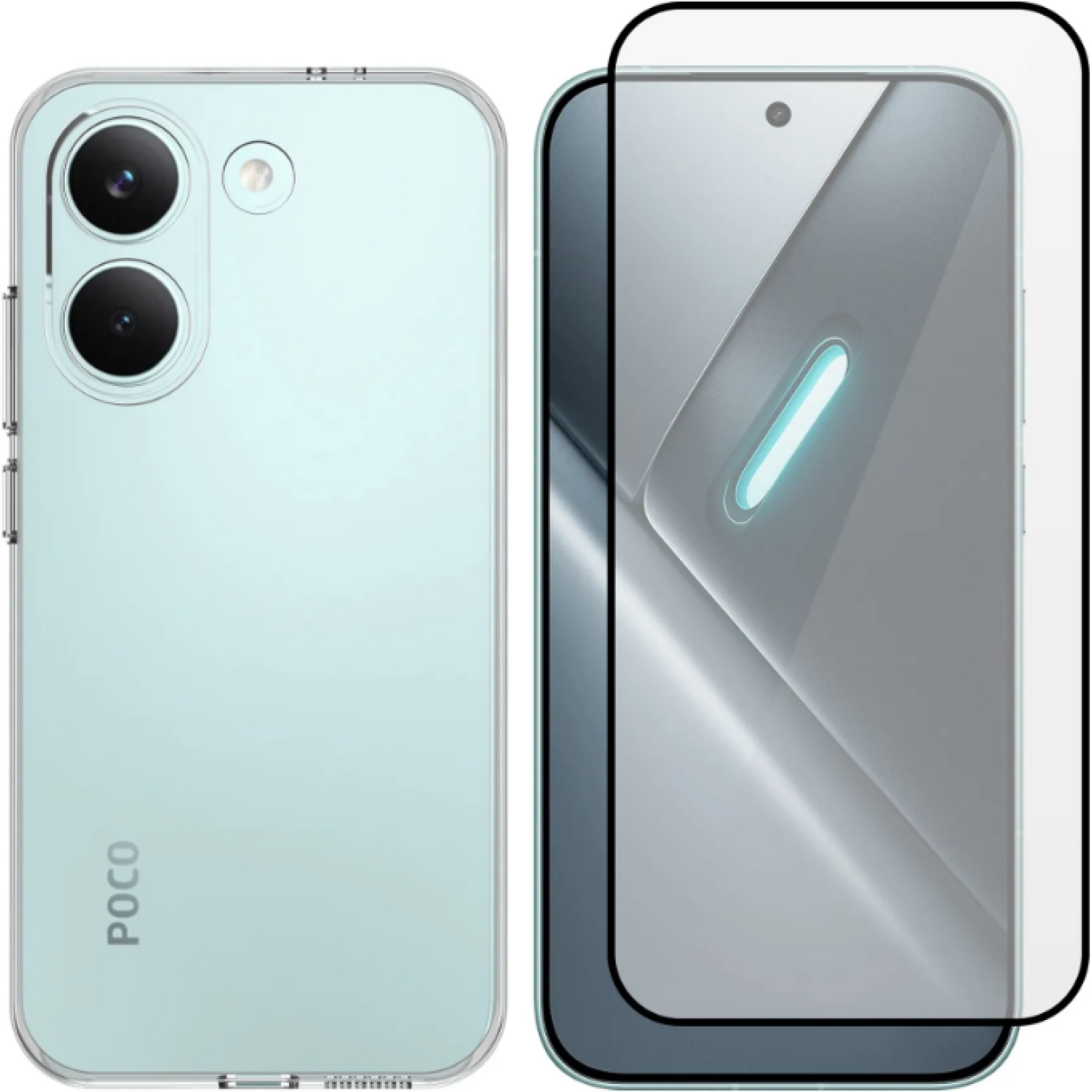 Θήκη & Tempered Glass Xiaomi Poco X8 Pro Vivid Set TPU Case Σετ Διάφανη Σιλικόνης & Full Face Αντιχαρακτικό Γυαλί Προστασίας Οθόνης Transparent / Black