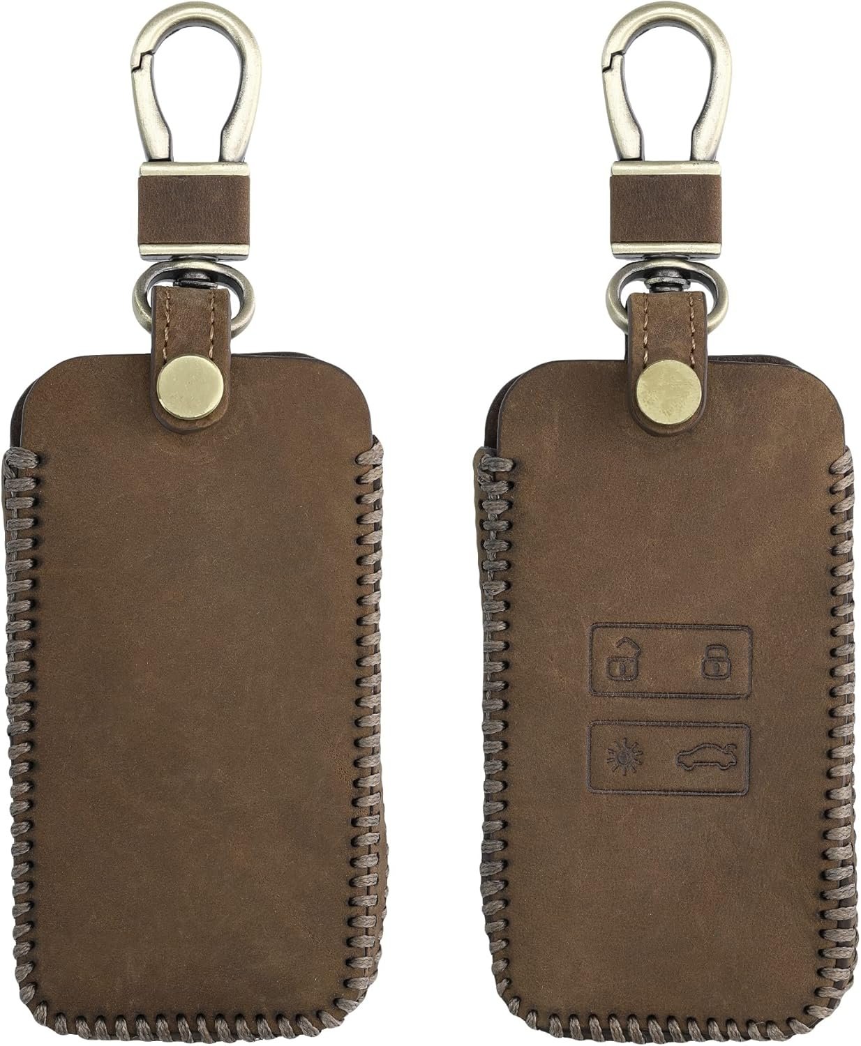 Θήκη Κλειδιού Αυτοκινήτου Renault / Dacia KW Leather Key Cover Δερμάτινη Smart Key Only Keyless Go 4 Κουμπιά Brown