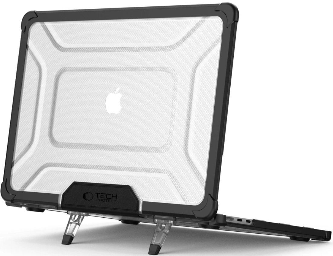 Θήκη MacBook Air 13" 2025 / 2024 / 2022 Tech-Protect SmartShell Pro Ανθεκτική Σκληρή με KickStand Black / Clear