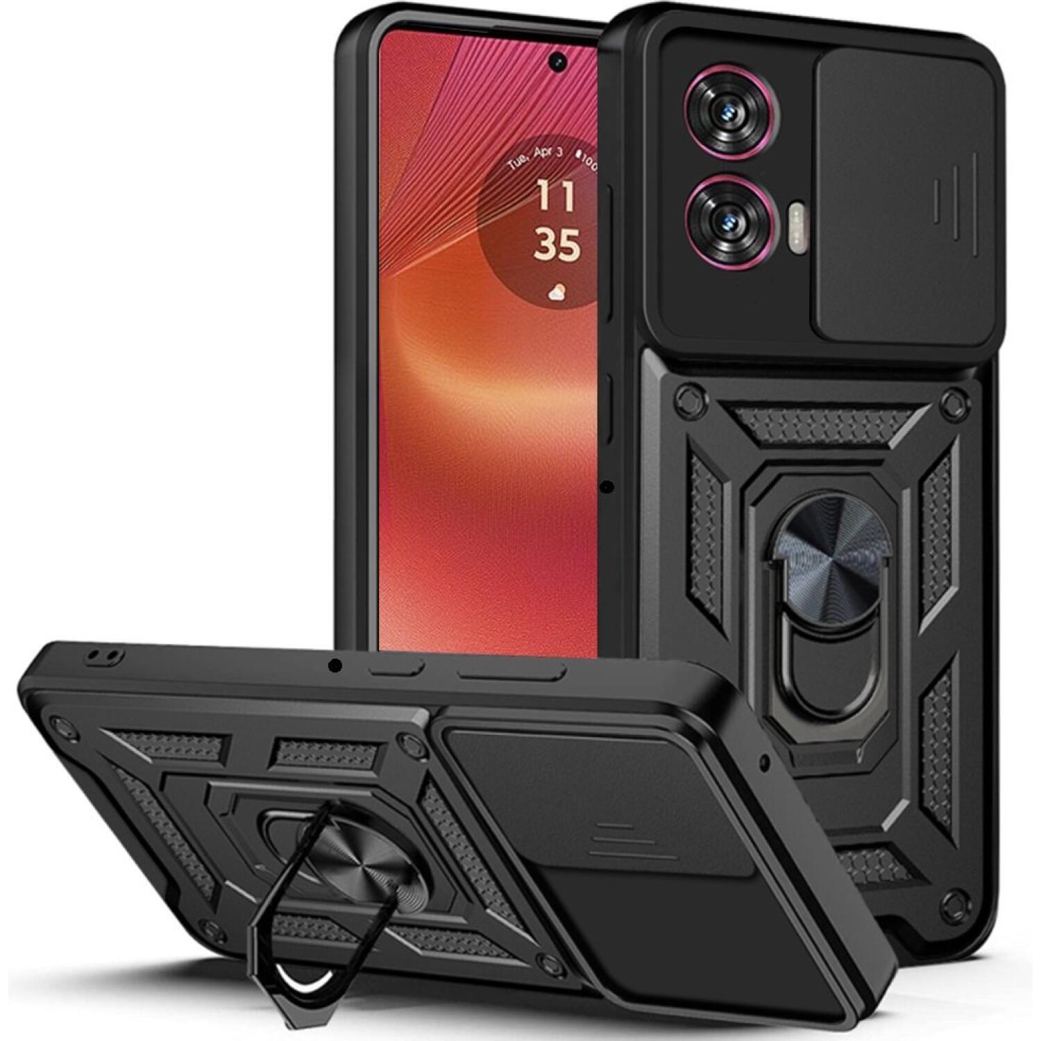 Θήκη Motorola Edge 50 Fusion Techsuit CamShield Ανθεκτική με Κάλυμμα για την Κάμερα & Μεταλλικό Ring Holder Black
