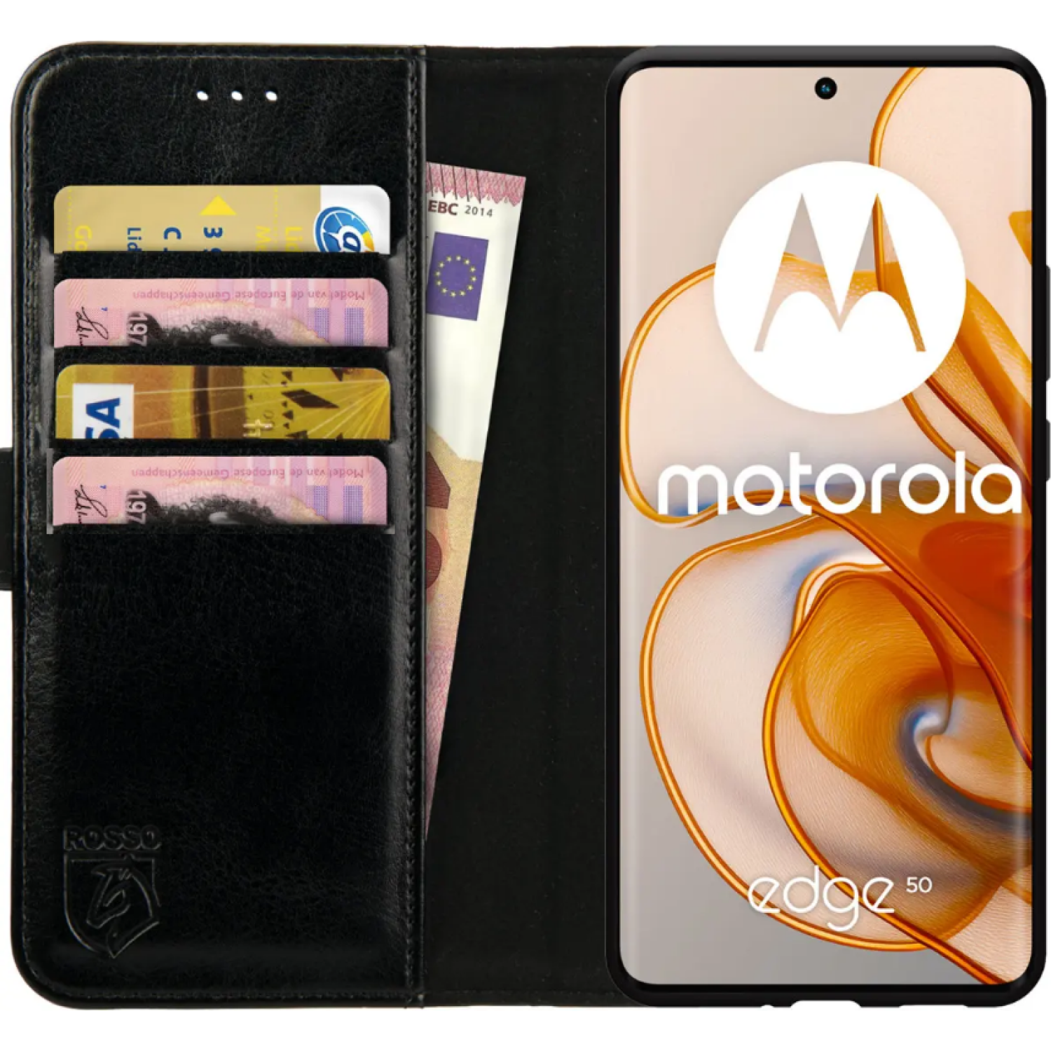 Θήκη Motorola Edge 50 Rosso Element PU Πορτοφόλι Black