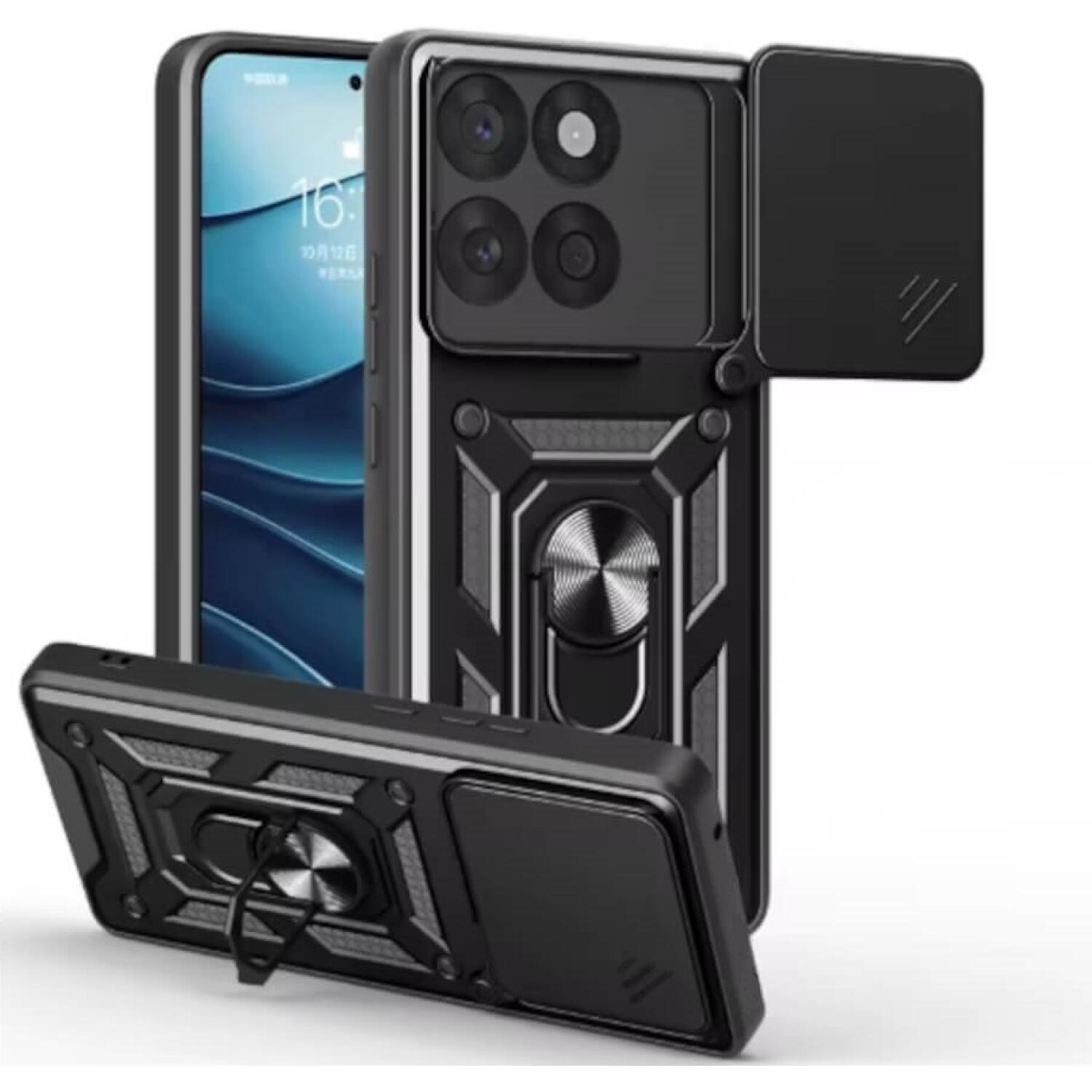 Θήκη Motorola Edge 60 / Edge 60 Fusion Bodycell Armor Slide Ανθεκτική με Κάλυμμα για την Κάμερα & Μεταλλικό Ring Holder - Black (5206015084744)