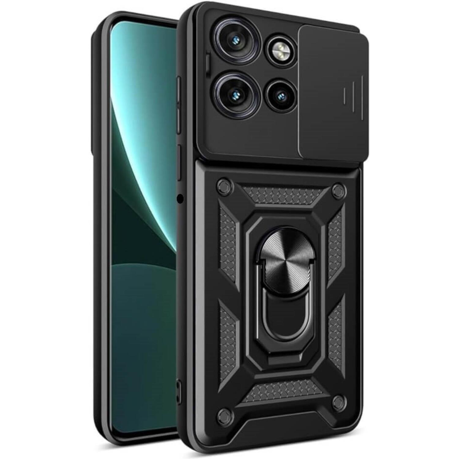 Θήκη Motorola Edge 60 Neo / Edge 50 Neo Bodycell Armor Slide Ανθεκτική με Κάλυμμα για την Κάμερα & Μεταλλικό Ring Holder Black