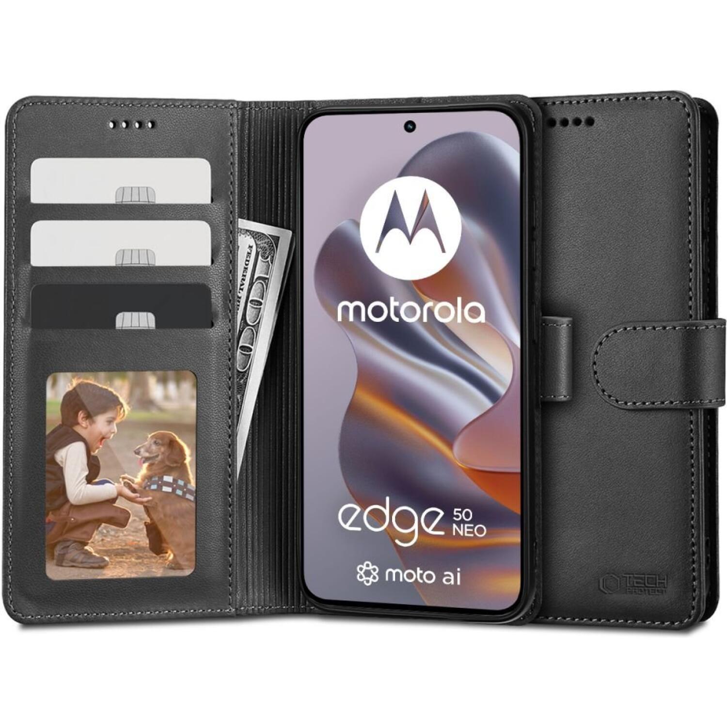 Θήκη Motorola Edge 60 Neo / Edge 50 Neo Tech-Protect Wallet Πορτοφόλι Black