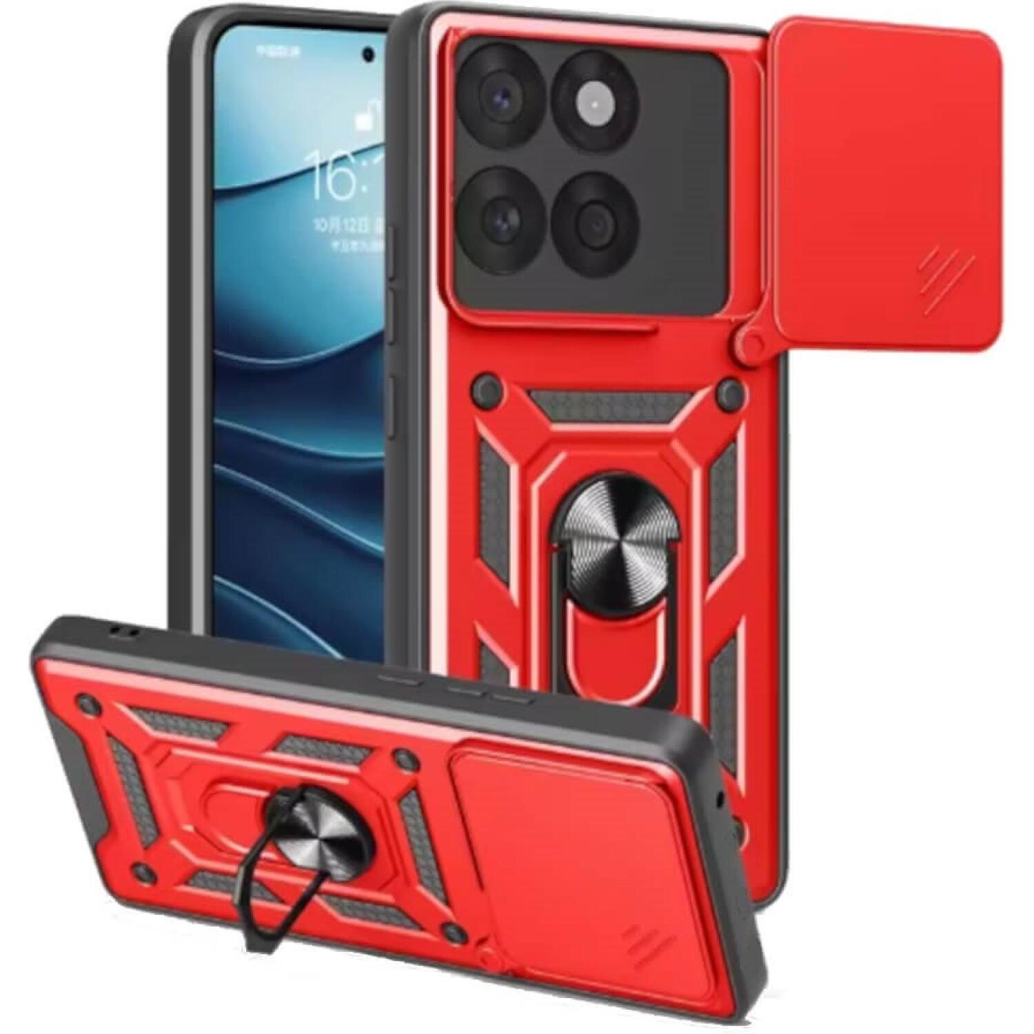 Θήκη Motorola Edge 60 Pro Bodycell Armor Slide Ανθεκτική με Κάλυμμα για την Κάμερα & Μεταλλικό Ring Holder - Red (5206015084812)