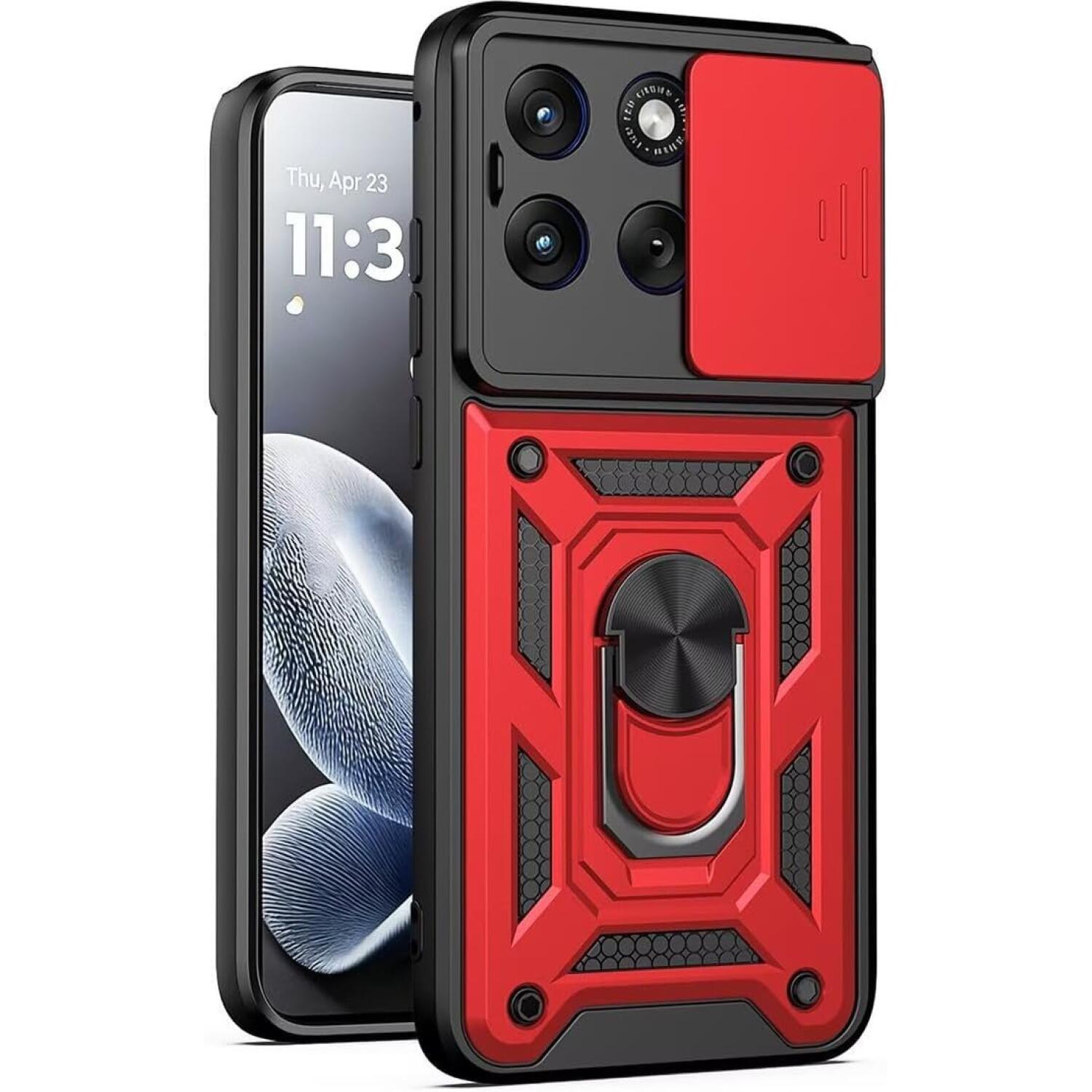 Θήκη Motorola Edge 70 Fusion Bodycell Armor Slide Ανθεκτική με Κάλυμμα για την Κάμερα & Μεταλλικό Ring Holder Red