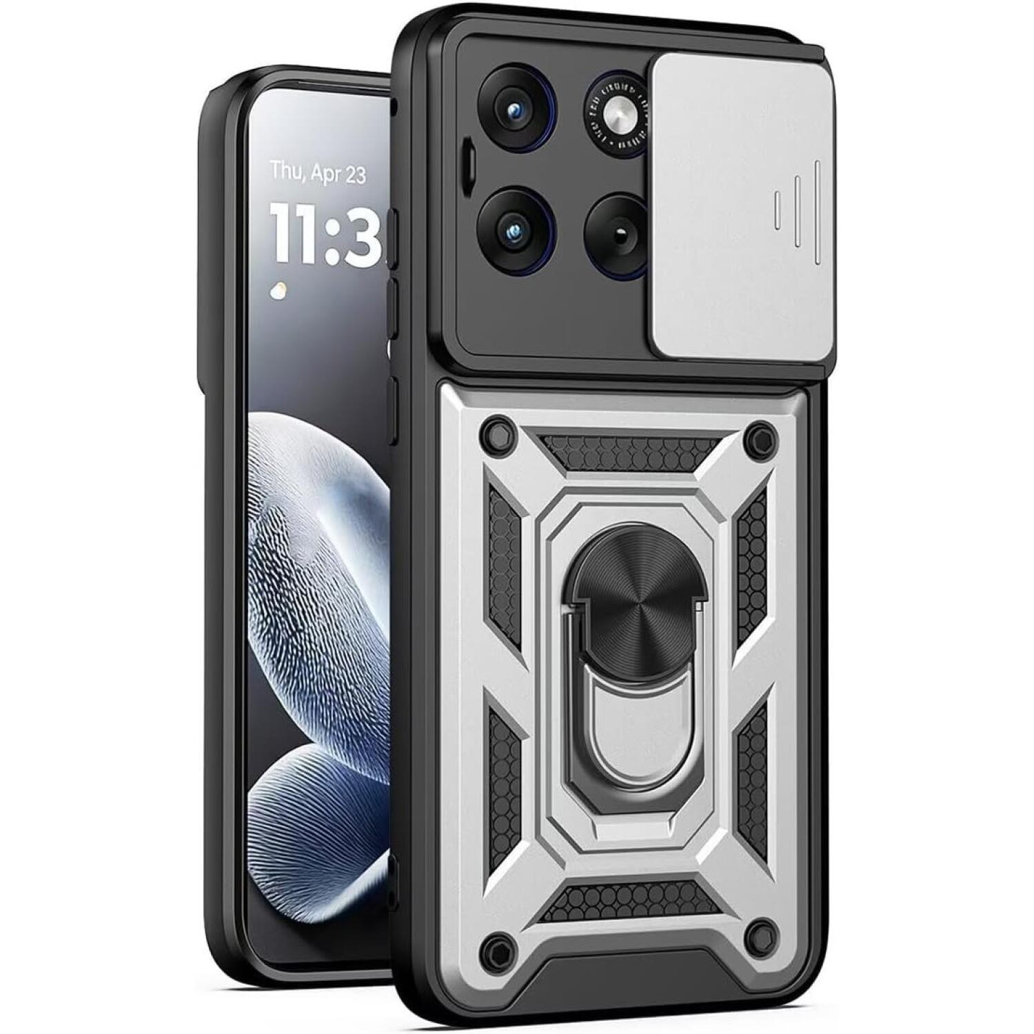 Θήκη Motorola Edge 70 Fusion Bodycell Armor Slide Ανθεκτική με Κάλυμμα για την Κάμερα & Μεταλλικό Ring Holder Silver
