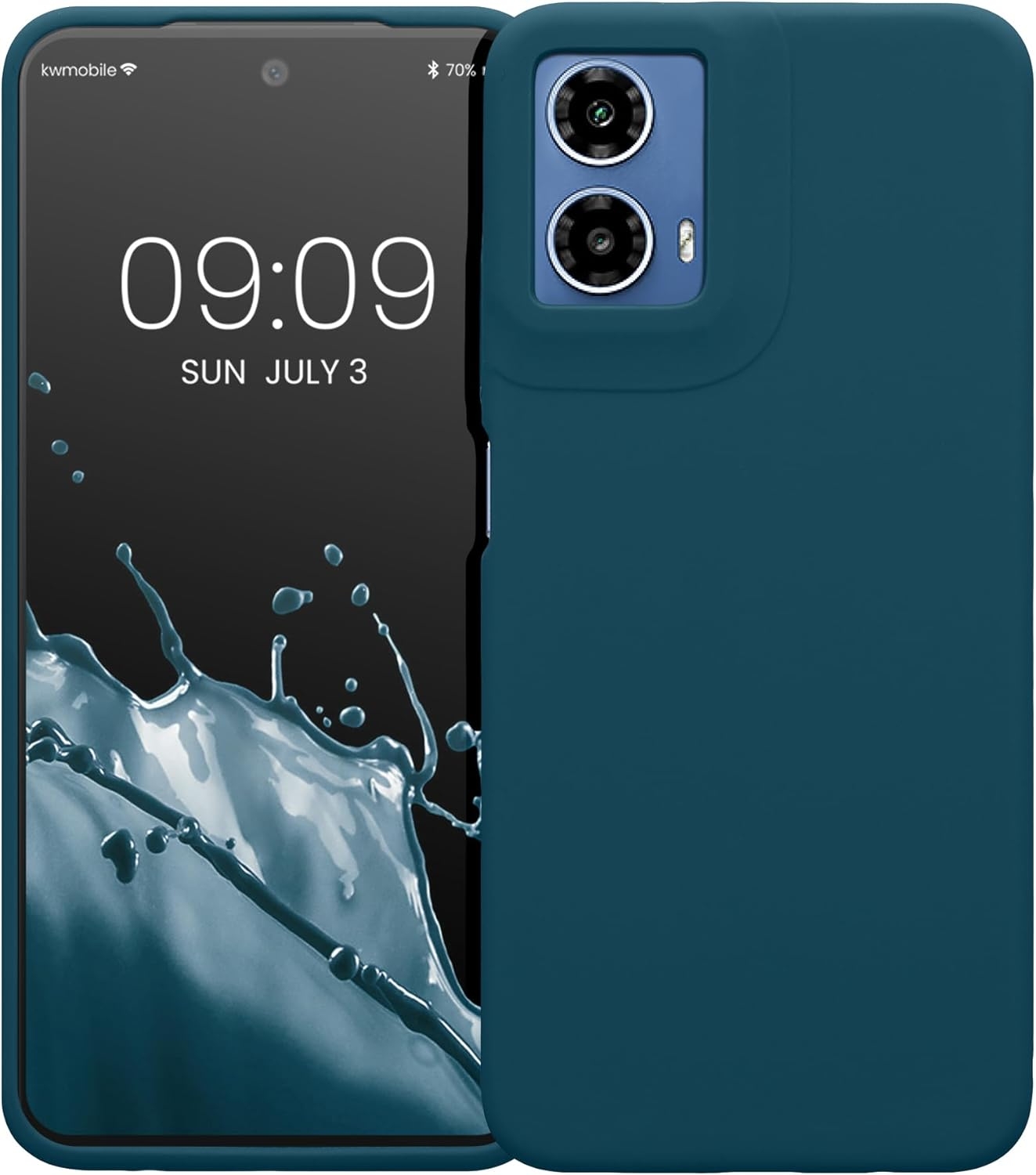 Θήκη Motorola Moto G34 - KWmobile Soft Flexible Rubber Cover Σιλικόνης - Petrol