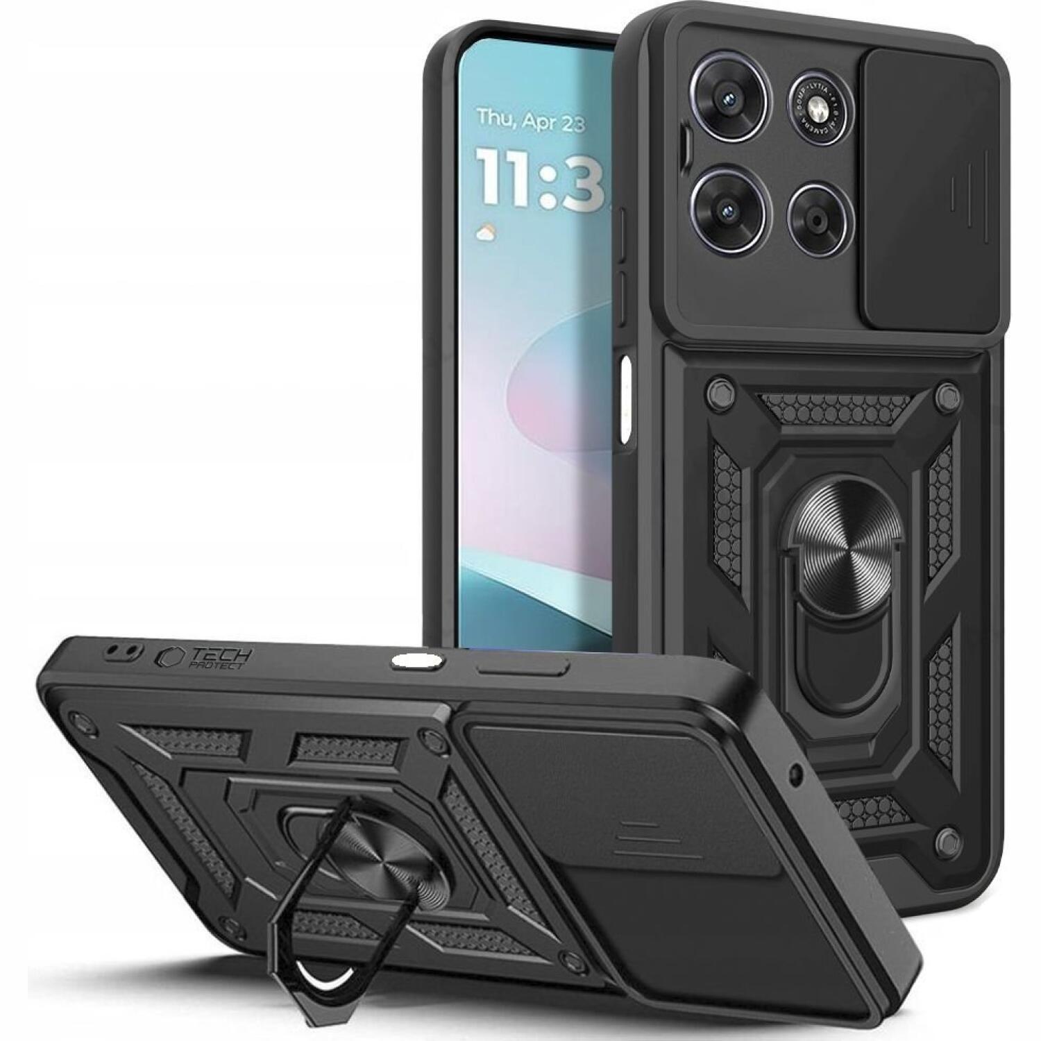 Θήκη Motorola Moto G67 Power / G57 Power Tech-Protect Camshield Pro Ανθεκτική με Κάλυμμα για την Κάμερα & Ring Holder Black