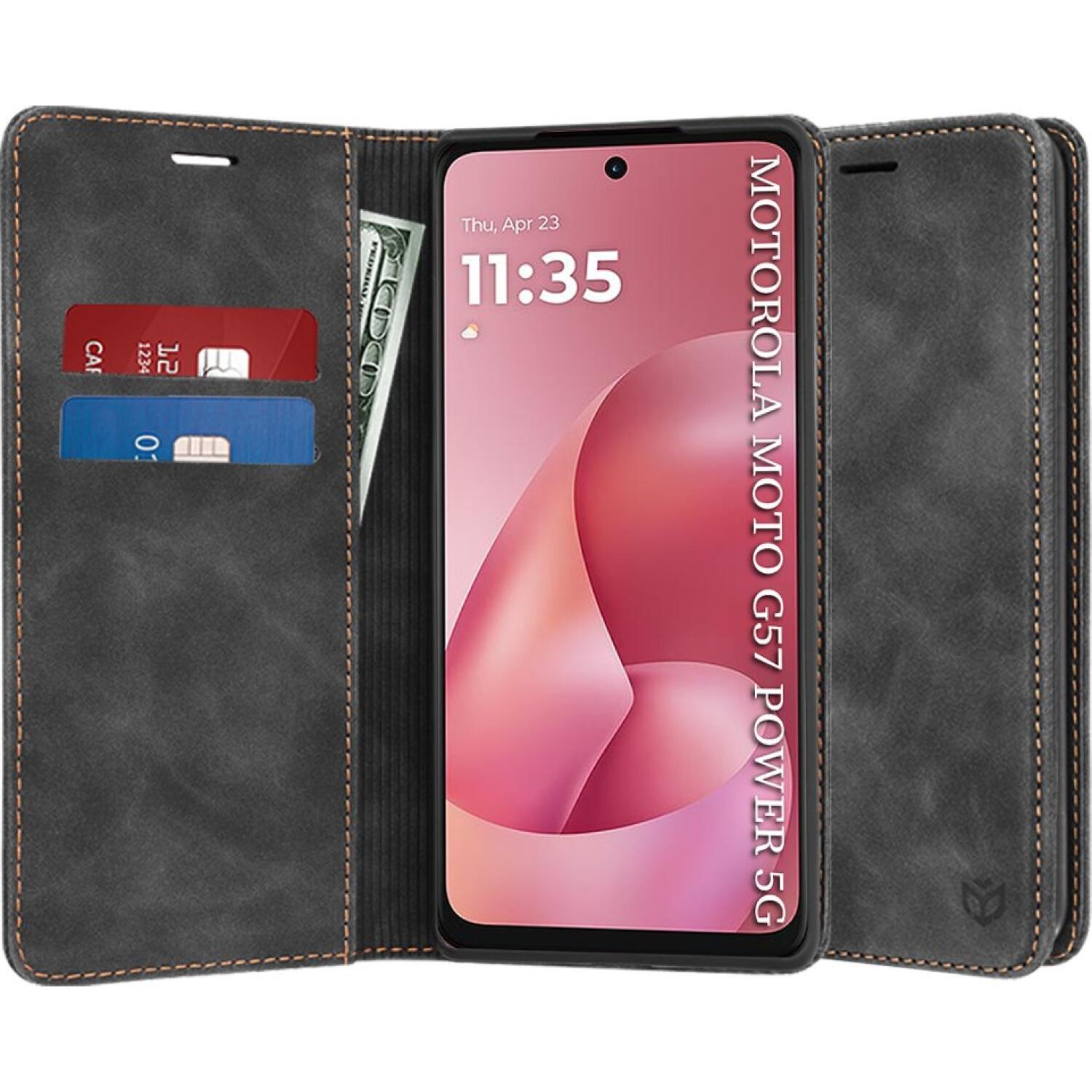 Θήκη Motorola Moto G67 Power / G57 Power Techsuit Confy Cover Πορτοφόλι Black 