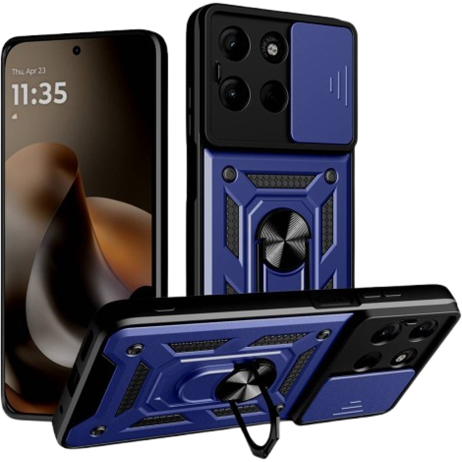Θήκη Motorola Moto G77 / G67 Techsuit CamShield Ανθεκτική με Κάλυμμα για την Κάμερα & Μεταλλικό Ring Holder - Blue (5949419361300)