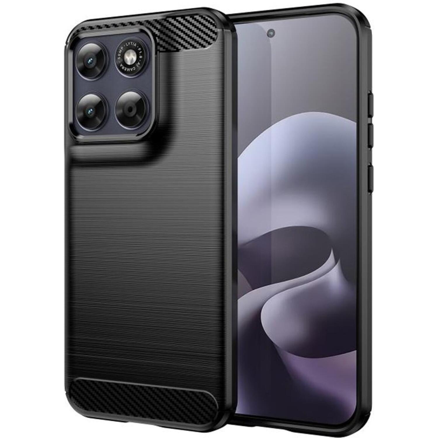 Θήκη Motorola Moto G77 / G67 Techsuit Carbon Silicone Σιλικόνης Black