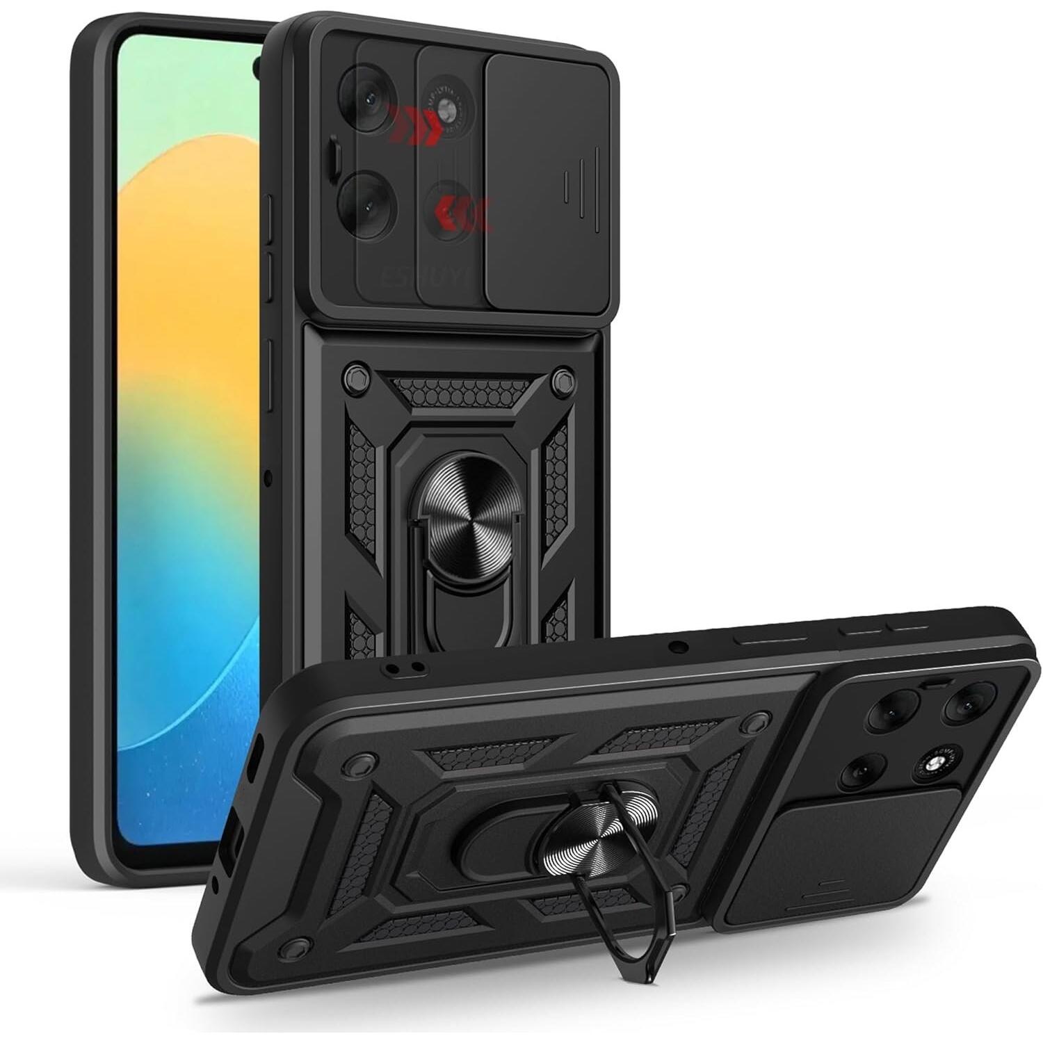Θήκη Motorola Moto G86 / G86 Power Bodycell Armor Slide Ανθεκτική με Κάλυμμα για την Κάμερα & Μεταλλικό Ring Holder - Black (5206015084867)