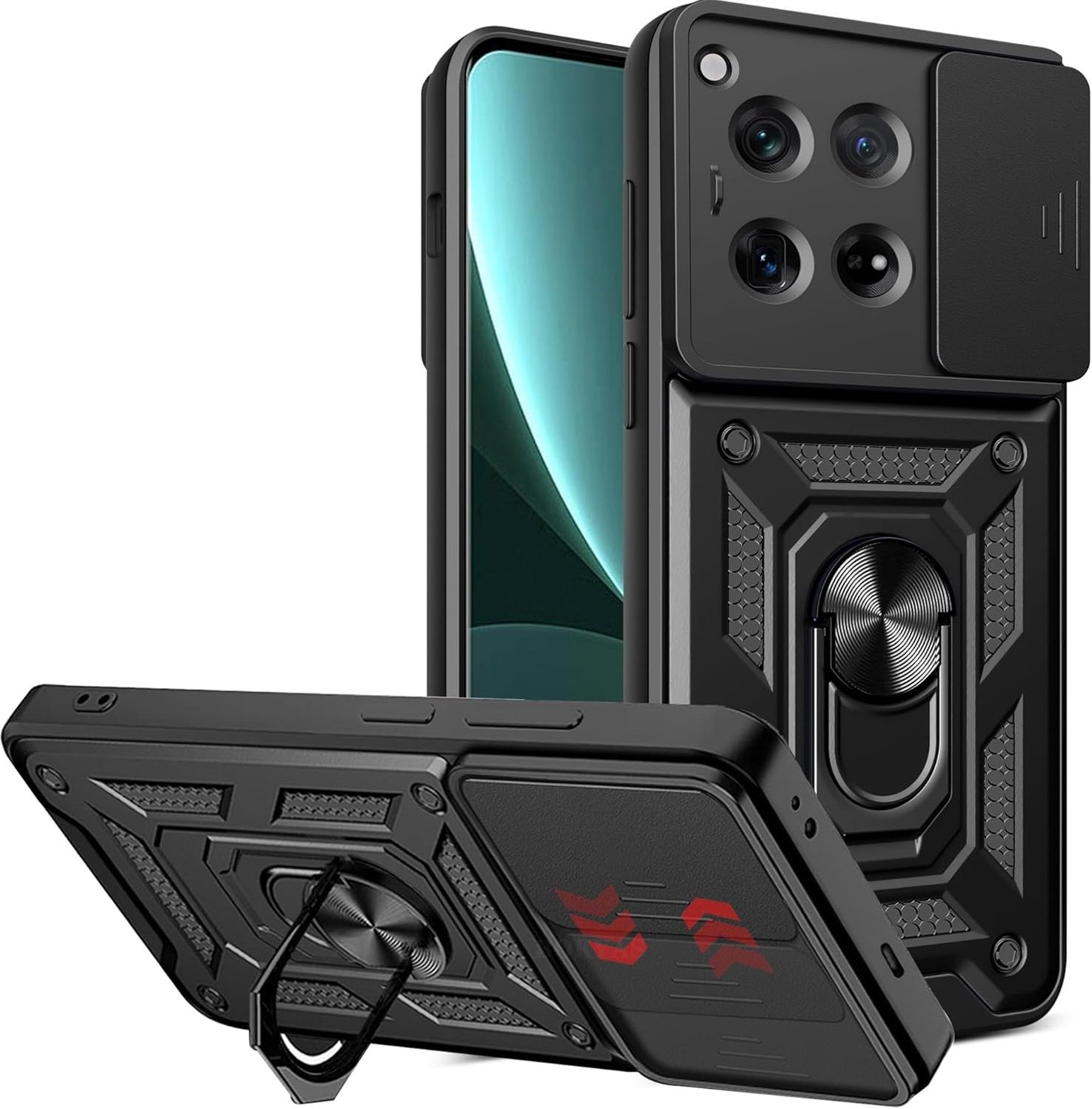 Θήκη OnePlus 12 Bodycell Armor Slide Ανθεκτική με Κάλυμμα για την Κάμερα & Μεταλλικό Ring Holder Black