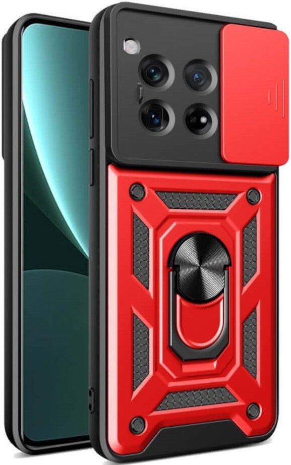 Θήκη OnePlus 12 Bodycell Armor Slide Ανθεκτική με Κάλυμμα για την Κάμερα & Μεταλλικό Ring Holder Red 