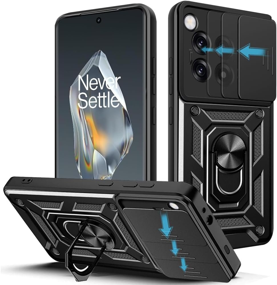 Θήκη OnePlus 12R Bodycell Armor Slide Ανθεκτική με Κάλυμμα για την Κάμερα & Μεταλλικό Ring Holder Black