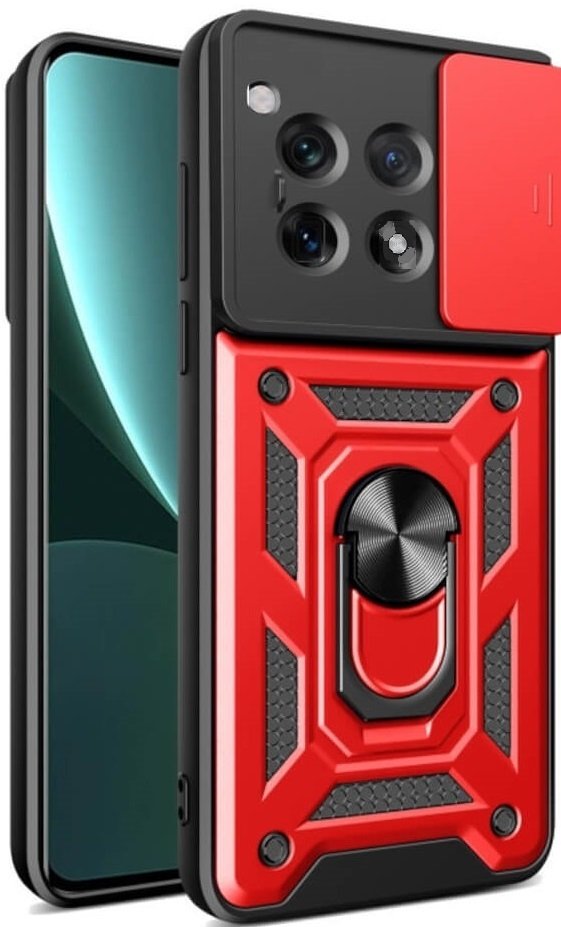 Θήκη OnePlus 12R Bodycell Armor Slide Ανθεκτική με Κάλυμμα για την Κάμερα & Μεταλλικό Ring Holder Red