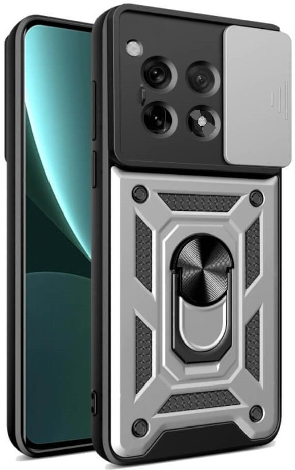 Θήκη OnePlus 12R Bodycell Armor Slide Ανθεκτική με Κάλυμμα για την Κάμερα & Μεταλλικό Ring Holder Silver
