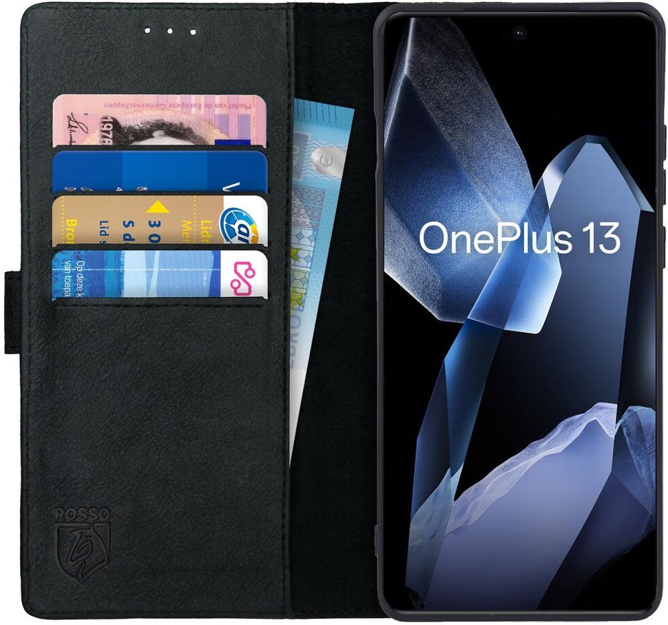 Θήκη OnePlus 13 Rosso Deluxe Δερμάτινο Πορτοφόλι Black