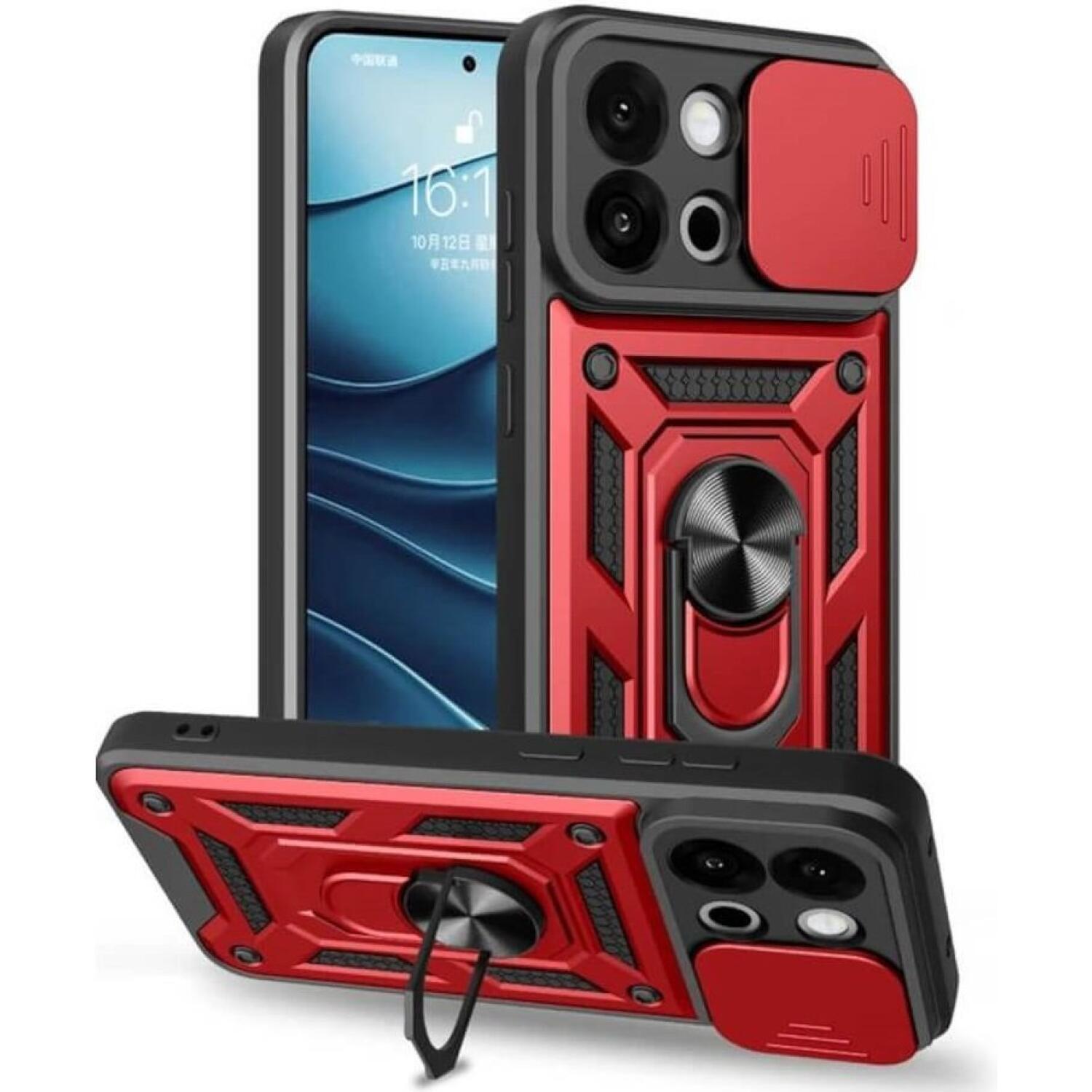 Θήκη OnePlus 13T / 13s Bodycell Armor Slide Ανθεκτική με Κάλυμμα για την Κάμερα & Μεταλλικό Ring Holder Red